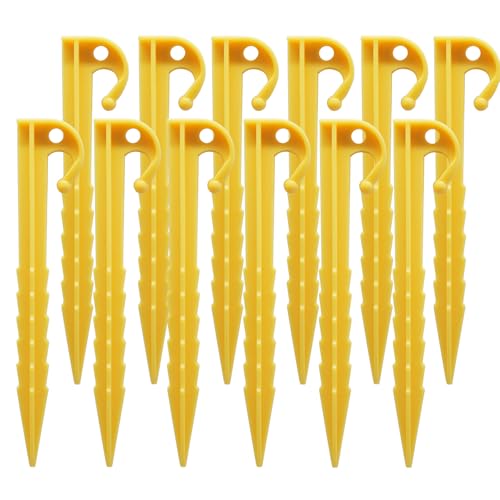 Estacas de Tienda de Plástico, Pack de 12, 5.7 Pulgadas, Amarillo Brillante miniatura 5