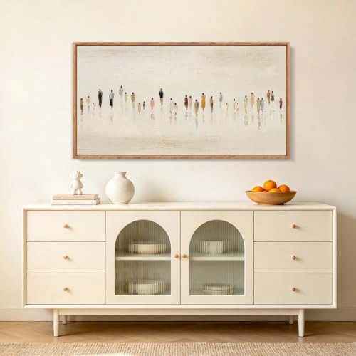 Image of CHDITB 3D Textured People Silhouette Wall Art,Cream Tone Crowd Figure Decor