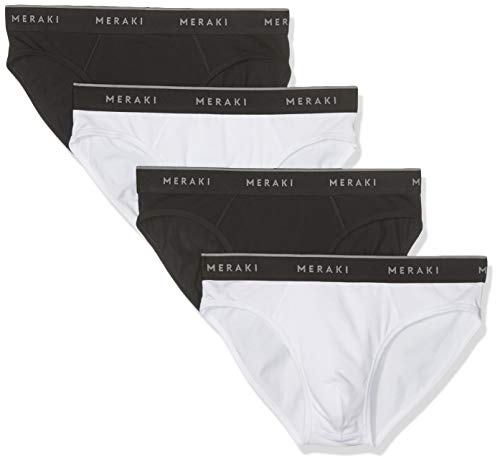 Amazon Brand - Meraki Men's BELM001M4, Black(2)/White(2), L