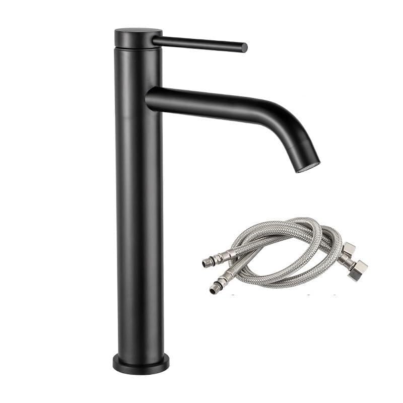 Mitigeur lavabo en acier inoxydable or et noir avec grand bec rotatif 360°