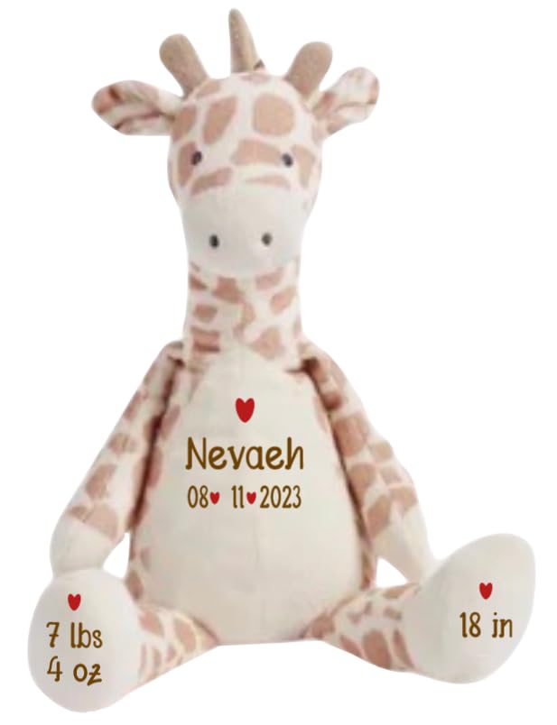 Birth Stats Giraffe - Personalized Giraffe - Name, Birthdate and birth stats -Custom Baby Gift - Birth Announcement Gift,
