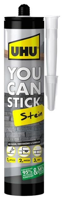 UHU You can stick - Pegamento de montaje fácil para aplicaciones en torno a materiales de piedra, cartucho de 440 g