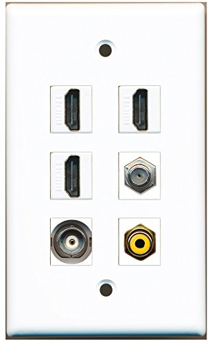 RiteAV - 3 HDMI 1 port RCA żółty 1 port kabel koncentryczny TV - typ F 1 port BNC płyta ścienna