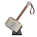 Sword Valley Mjolnir - Thor's Hammer with Base - Luminous Version - The Dark World Lightning Strike Hammer - Length of 44.5 M/17.5 Inches - Cosplay Props - Suitable for Collection