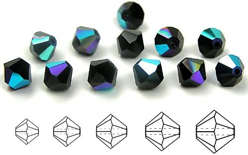 Abalorio Jet AB de 0.157 in, checo MC Rondell (bicono, forma de diamante), 36 piezas