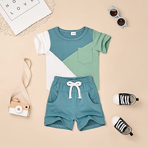 Baby Boy Clothes Toddler Boy Summer Outfits Short Sleeve Patchwork T-Shirt & Shorts Boy Clothes Set 12 Months-4T2