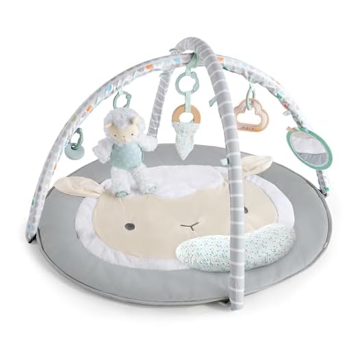Ingenuity, Tapis d’éveil Sheppy's Spot Corrie, ultra confort, arche de jeu amovible en bois, 5 jouets nomades, léger et facile à transporter, lavable en machine, dès la naissance