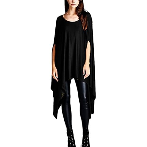 TINYHI Batwing Dress Cold Shoulder Loose kaftan Flared Knit Poncho Tunic Top Black One Size Cover