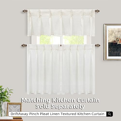 Driftaway Pinch Pleat Valance For Kitchen Window Linen Textured Valance For Living Room Farmhouse Linen Curtain Valance Window Treatment Back Tabs 50 Inches By 16 Inches Light Linen thumb #3