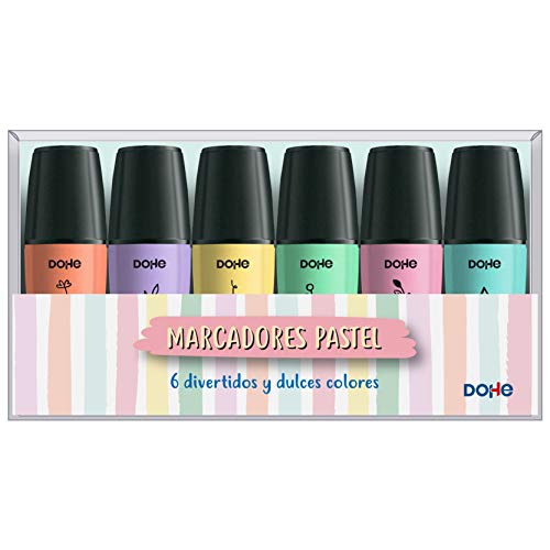 Pack de mini marcadores fluorescentes tonos pastel - Dohe - (6 uds)