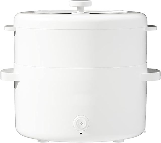 iCoKg Electric Hot Pot, Portable Electric Skillet 2L Multi Cooker 220V Home Electric Cooking Machine Single/Double Layer Hot Pot Dormitory Multifunction Non-Stick Pan,B