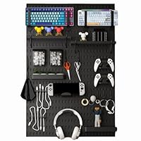 Keepo Stecktafel-Kombinationsset, Modulare Aufhängung für Gaming-Setup, Station, Organizer, Wand-Controller-Halter, Headset-Ständer (Schwarz, 84)
