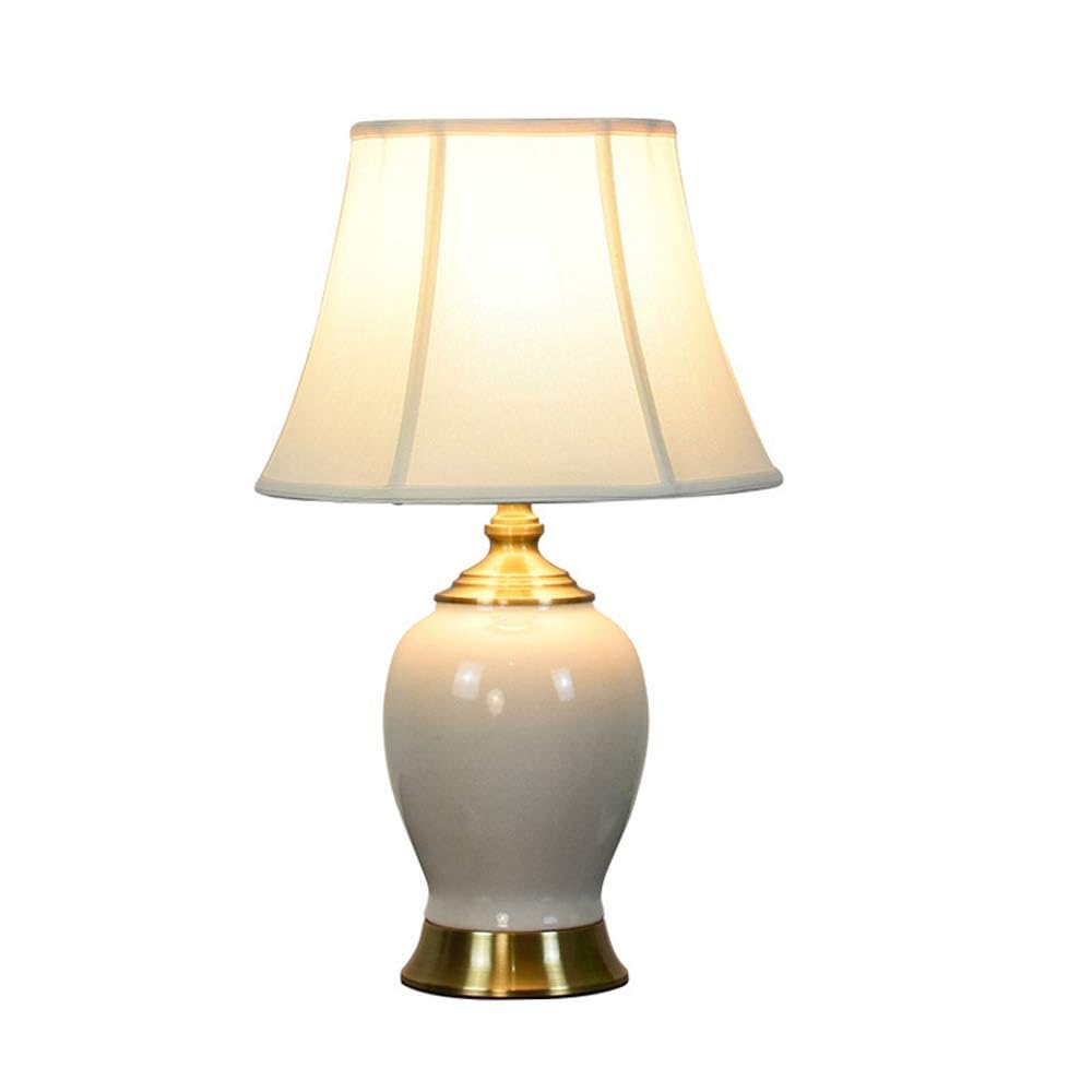 asdchZen Modern White Ceramic Table Lamp For Living Room Bedroom Traditional Classic Bedside Desk Lamp With Fabric Shade Farmhouse Nightstand Lamps-2,3