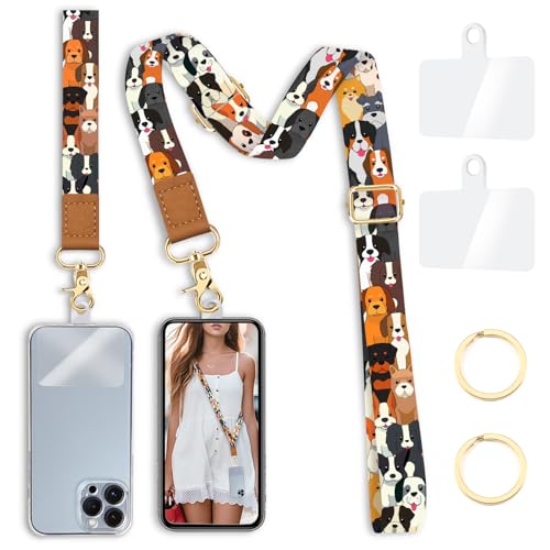 Image of Yonlevres Phone Lanyard Crossbody Strap Wrist Neck Adjustable Women Dog | Cute Puppy, Cell Phone Lanyard for Travel Cruise Walking, Hands-free, Fit Keys ID Badge, for Full-coverage Phone Case, Gifts