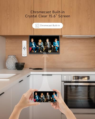 SYLVOX Kitchen TV, Small Smart TV for Kitchen, 15.6 inch 1080P Full HD Under Cabinet TVs, Google Smart Television with Voice Remote Control WiFi Bluetooth Chromecast 2 Speakers, Compact & Foldable - Thumbnail 7