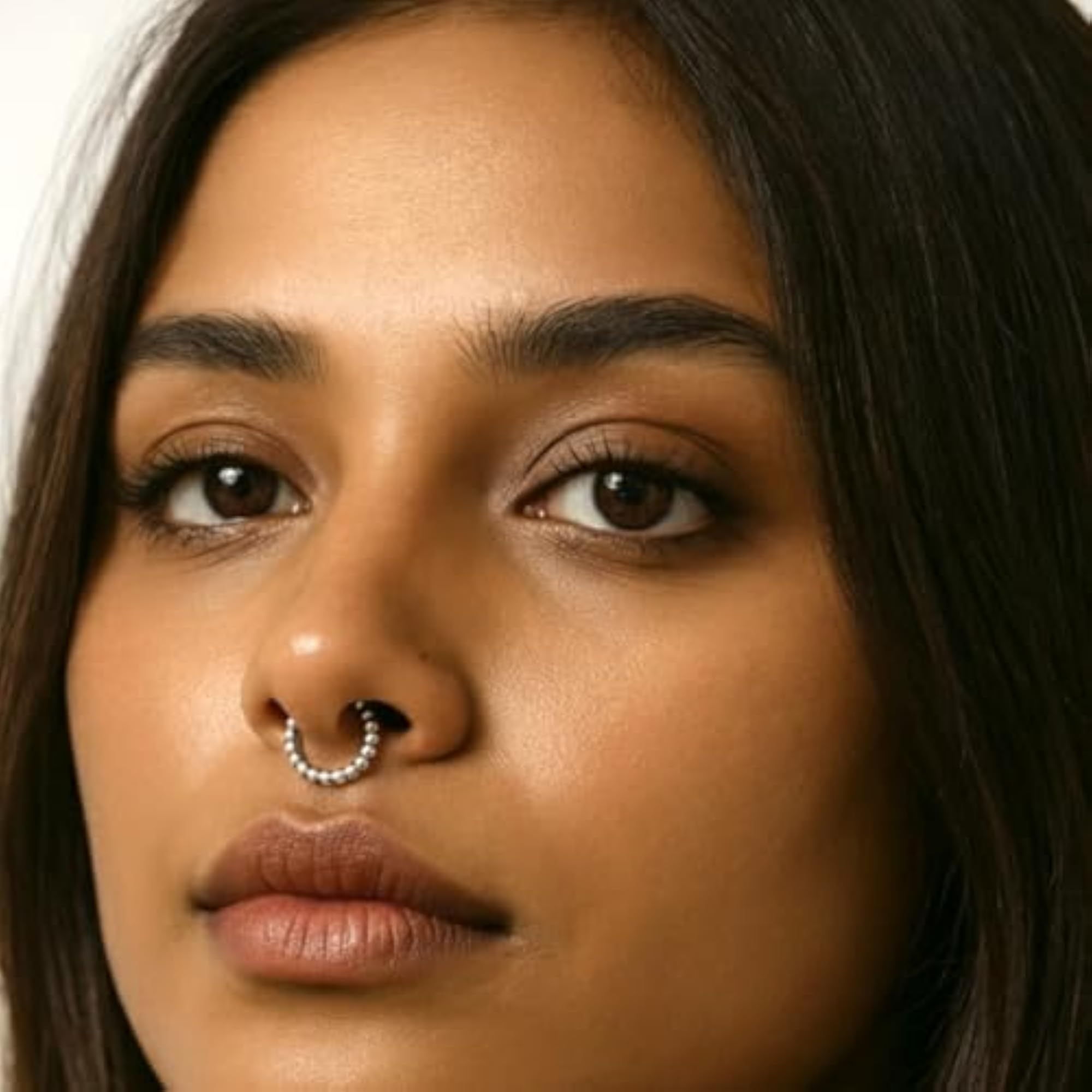 Women's Silver-Tone Twisted Clip-On Nose Ring, Adjustable Non-Pierced