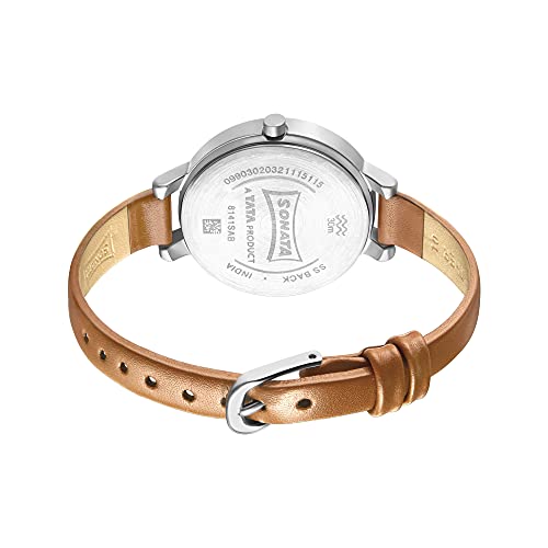 Image of Sonata Play Yellow Dial Women Watch with Leather Strap-8141SL03
