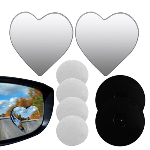 Espejo de ángulo ciego – 2 espejos con forma de corazón para coche, seguridad, de detección gran angular, ajustable 360° para coches, SUV, furgonetas y camiones