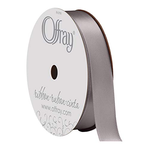 Image of Berwick Offray 072455 5 /8 inch Wide Single Face Satin Ribbon, Silver Gray, 6 Yds