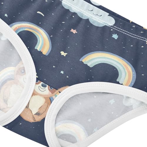 Wusikd Cute Sloth Girls' Underwear Cotton Rainbow Stars Girls Briefs Soft Toddler Underwear 2T4