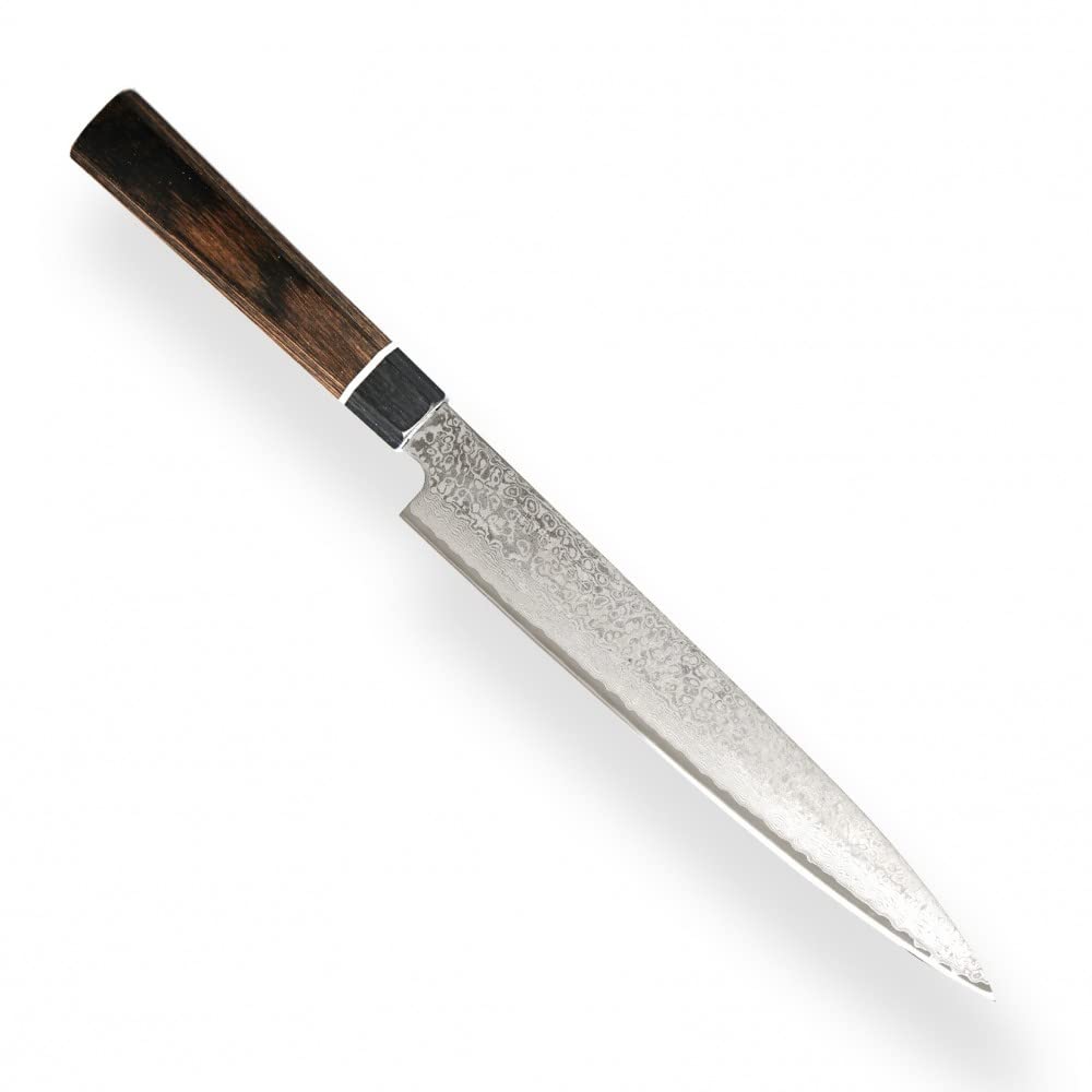 Suncraft VG-10 Black Damascus & Couteau de Cuisine & Damas Couteau SASHIMI 21 cm & Professionnel Japonais Acier 67 Couches avec Pakkawood Poignée