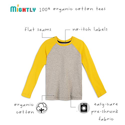 Image of Mightly Boys and Girls' Long Sleeve Raglan Shirt | Organic Cotton, Colorful Casual Stylish Clothes, Soft&Fresh Crew Neck Tee