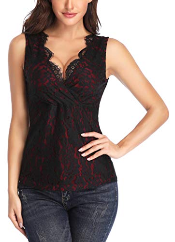 MISS MOLY Women's Scallop V Neck Sexy Sleeveless Lace Tank Top Elegant Slim Fit Summer Tops Blouse Shirts2