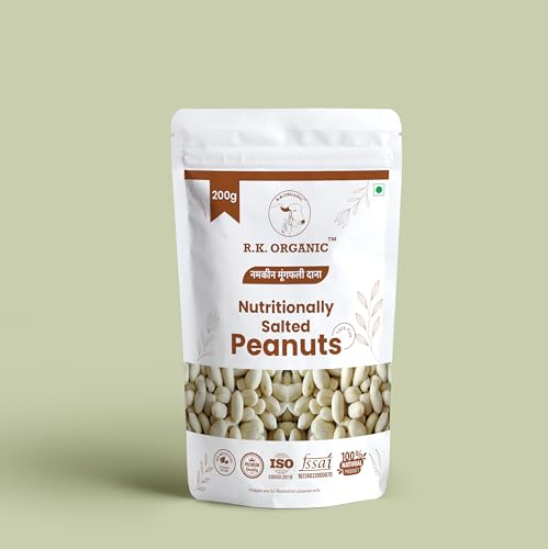 Image of R K Organic Jumbo Roasted salted Peanut, Desi Singdana, 200g | Salted & Roasted | 100% Natural Snack | Rich in Protein & Fiber (Pack Of 1)