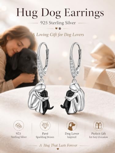 Image of 925 Sterling Silver Dog Earrings Cute Animal Puppy Stud Earrings Dog Jewelry Gifts for Women Girls Pet Lover Hypoallergenic Earrings for Sensitive Ears