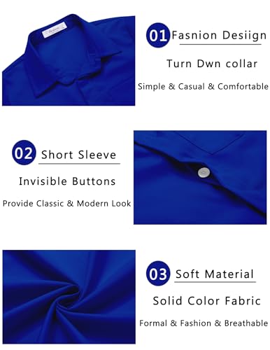 Image of Arshiner Boys Short Sleeve Dress Shirts Solid Button Down Shirts