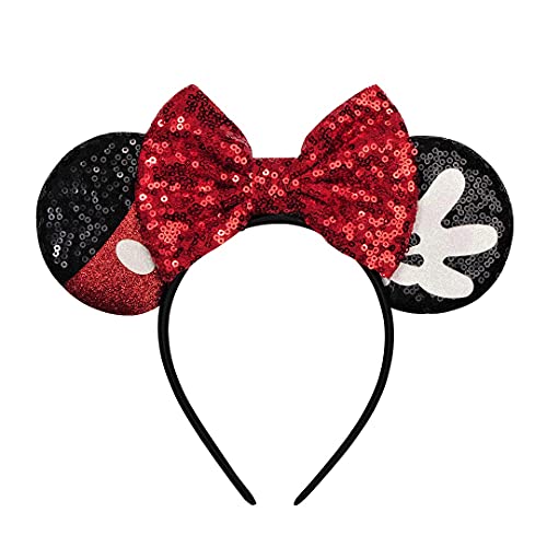 Image of FANYITY Mouse Costume Ears,2 Pcs Mouse Ears Headbands for Girls & Women Party,Size Free (RED Bow 2)