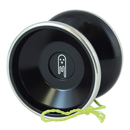 Yoyo King Ghost Bi-Metal Professional Yoyo – Aluminum & Stainless Steel Ball Bearing Yo-Yo with Responsive & Unresponsive C Bearings, Extra String – Black by Yoyo King - Used condition - US$26.61