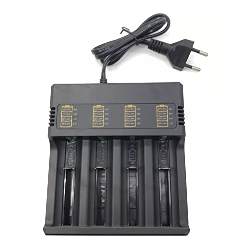 Begchy 1 Cargador de BateríA de 4 Ranuras 18650, Carga para 3,7 V 18650 26650 21700 14500 16340 BateríA de Litio Recargable Enchufe de la UE