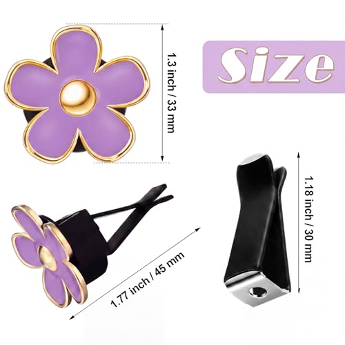 Image of Frienda 6 Pcs Daisy Flower Air Vent Clip Accessories Air Conditioning Outlet Clip Car Freshener Dashboard Accessories Charm Car Inter Decor(Purple,Pink,White)