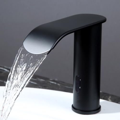 Grifo con sensor de infrarrojos automático y cascada para agua fría y caliente en blanco