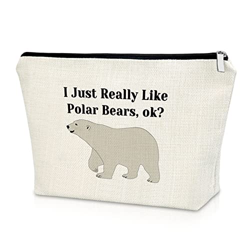 Sazuwu Polar Bear Gifts for Women Makeup Bag Travel Pouch Perfect for Animal Lovers Birthdays Christmas Graduation Cosmetic Bag