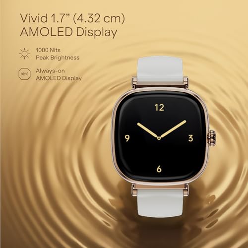 Image of boAt Chrome Ivory Smart Watch for Women, co-Designed with GIVA, 1.7 inch AMOLED Display, 1000 nits Brightness, Premium Metallic Build, Female Wellness Tracker smartwatch for Women (Pearl Glow)