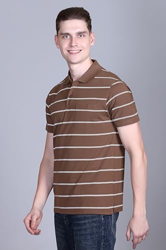 Image of Half Sleeve Polo T-Shirt for Men with Pocket || Stripe Collar and Pocket T-Shirt for Men Half Sleeves