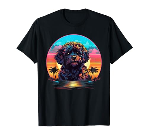 Retro Sunset Shih-Poo Dog T-Shirt