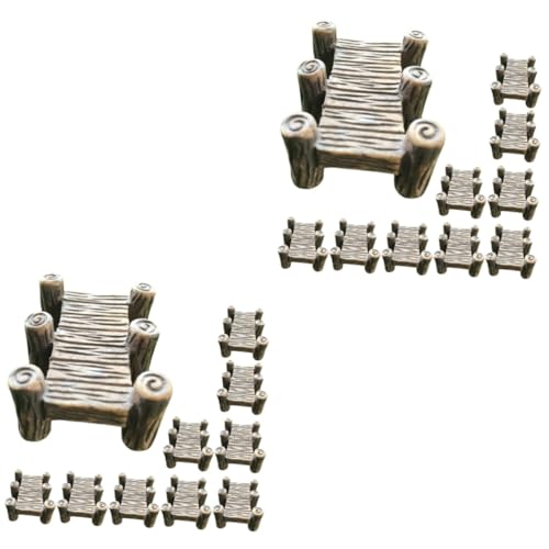 POPETPOP 20 STK Holzbrücke Miniatur Ornament Mikrolandschaftsverzierungen Miniatur-brückenmodell Rentier-Figur Brückenstatue Glasverzierungen Statuen Im Freien Jahrgang Harz Märchengarten