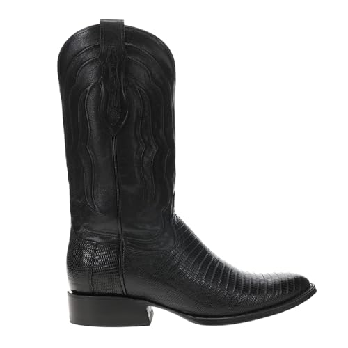 Tony Lama Mens Kirtland 12 Inch Lizard Round Toe Dress Boots Mid Calf - Black - Size 9.5 D