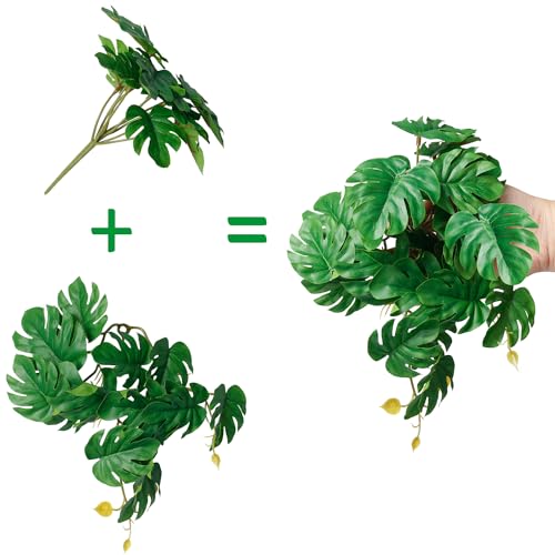 Image of 3 PCS Reptile Plants Artificial Hanging Plants with Suction Cup Pets Habitat Climbing Decorations Amphibian Terrarium Fake Plants