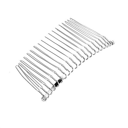 Ruwado 2 Pcs Wedding Veil Hair Side Comb Metal Black Twist Wire Curved Classic French Styling 20 Teeth Hair Pin Clamp For Fine Hair Women Girl Diy Bridal Hair Accessories (Silver) #TOP1