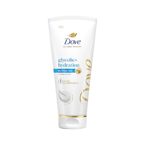 Dove Glycolic + Hydration Hair Conditioner with 5% Hydra-Glycol~ for dry stiff hair, for Upto 100 Hours of Hydrated^, Fluid Hair | 175ml Tube