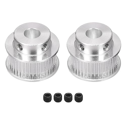 Rebower Zahnriemenscheibe Aluminium Synchrone Räder mit Schraube [für 3D Drucker 10mm Breite Gürtel CNC Maschinen] - 40 Zähne 8mm Bohrung/Silberton/2Stk
