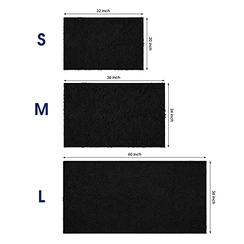 Homeideas Absorbent Dog Rug, Door Mat For Dog & Cat, Microfiber Chenille Dog Mat For Paws, Non Slip Indoor Door Rug, Soft, Pet Rug For Crate, Machine Washable Quick Drying Entry Rug, Black, 24"X36" #TOP6