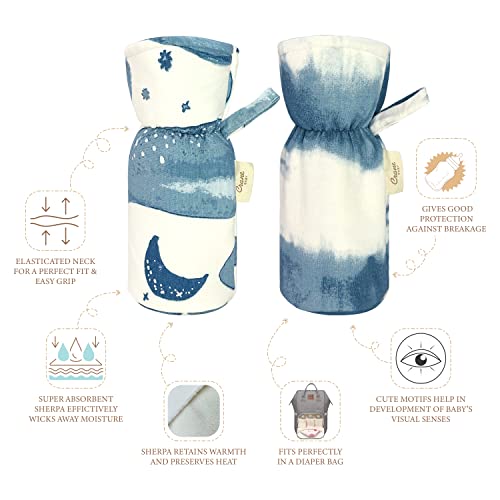 Image of Crane Baby Cotton Bottle Cover /Warmer, Caspian Collection (Pack of 2, 19 x 8 x 8 cm, Fits Upto 330ml Bottle), Multicolour