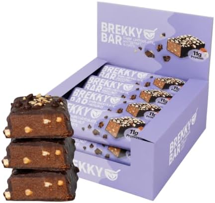 BREKKY - Schoko Proteinriegel - vegan - High Protein 11g Eiweiß | Veganer Proteinriegel mit Schoko & Haselnuss, Proteinquelle & reich an Ballaststoffen. Mit Datteln. Für unterwegs.