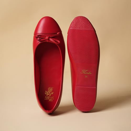Image of Theater Swans Casual Ballet Flats for Women | Stylish Slip-on Ballerina with Bow Detail | Lightweight Comfortable Footwear with Cushioned Insole