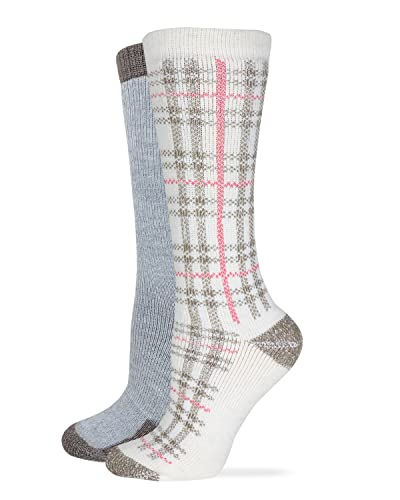 Wrangler Women's Merino Wool Blend Heavyweight Plaid Cushioned Boot Socks (2 Pairs)